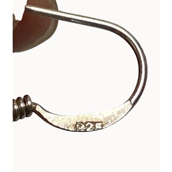 Vintage 9.25 Sterling Silver & Black Onyx Heart Drop Dangle Earrings - Picture 6 of 6